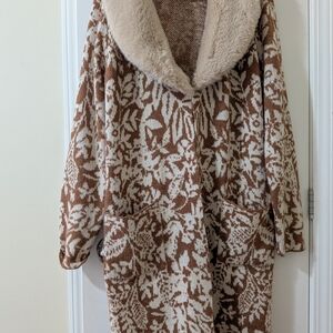 Cozy Brown and Cream Patterned Women's Sweater